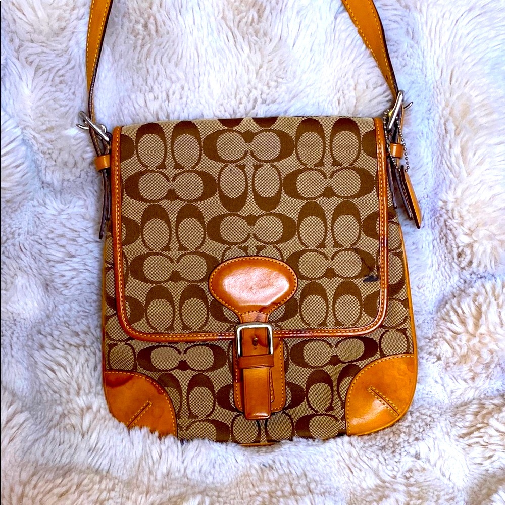 COACH SIGNATURE MONOGRAM CROSSBODY FLAP BAG